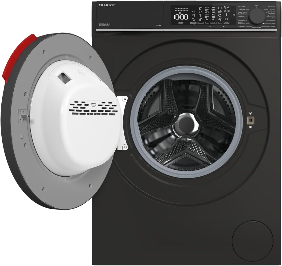 SHARP Waschmaschine, 8 kg, Weiß, ES-MNFL814CMA-DE Frontlader, Energieeffizienzklasse A, 1400 U/min, Inverter Motor