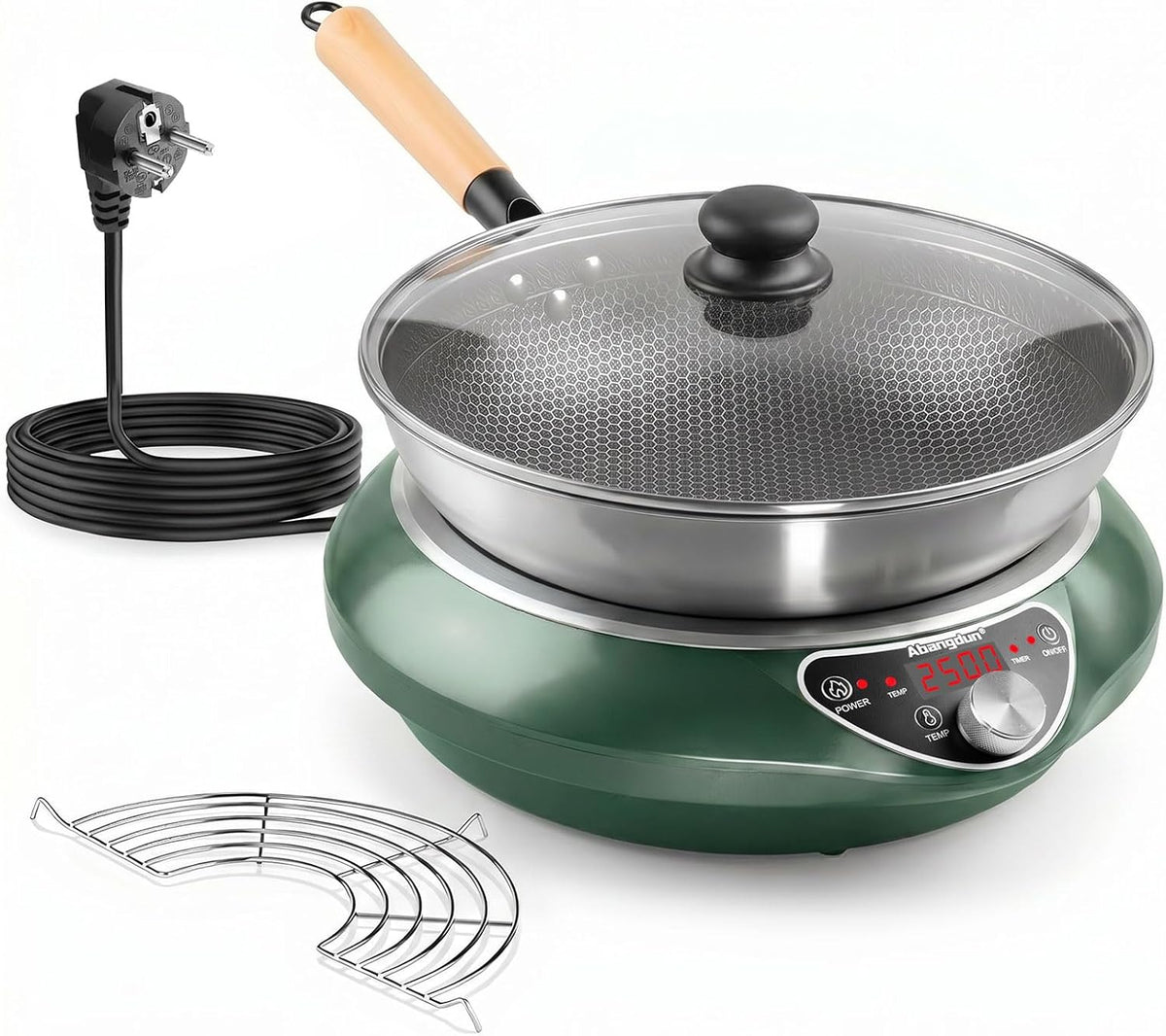 Induktionskochplatte Kochfeld, 2500 W, 200 W, 275 V, Schwarz, mit Wok, Induktions 1 Platte Kochplatte Induktion mit 16