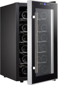 VINOTECA Weinkühlschrank, Schwarz, INFINITON WCL-18T (A+, Platz für bis zu 18 Flaschen, Holzregale, LED-Display