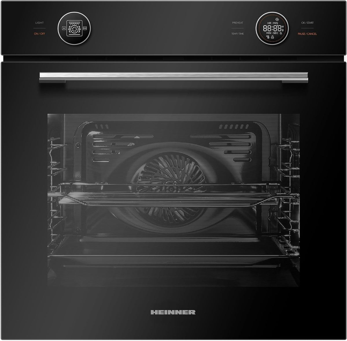 Einbaubackofen Backofen, 72 L, Schwarz/Silber, HBO-M7210GCDRC-GBK, Energieklasse A+, 10 Funktionen, Touch-Display