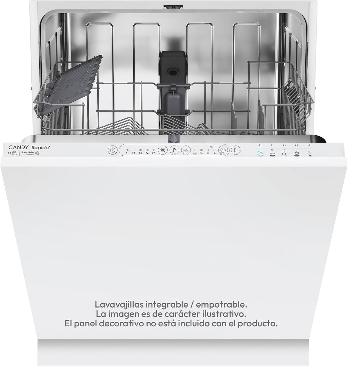 Candy Geschirrspüler, Silber, Rapidò CI 3E53E0 W Einbau-, 60 cm, 13 Services, digital, 53 dBa, 5 Programme, Invertermotor
