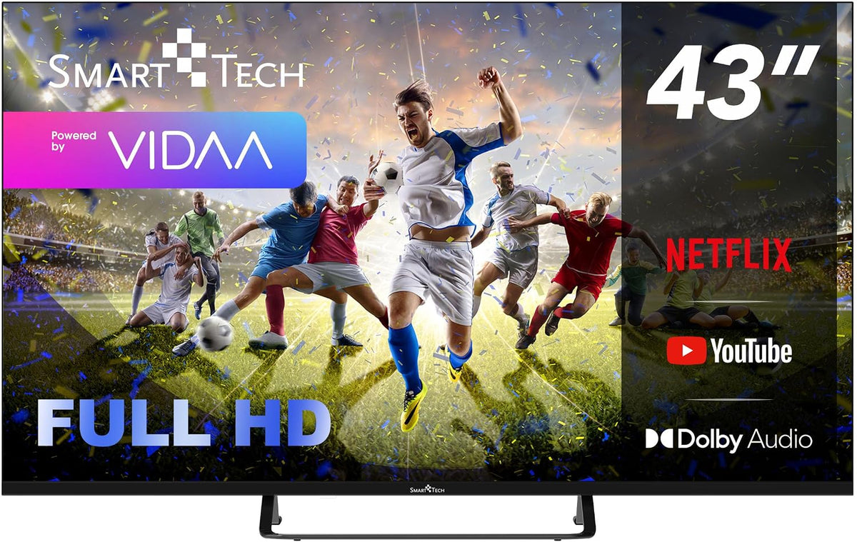 Fernseher, 43 Zoll, Schwarz, Smart TV, Smart Tech 43FV02 V Smart TV VIDAA mit Full HD Auflösung