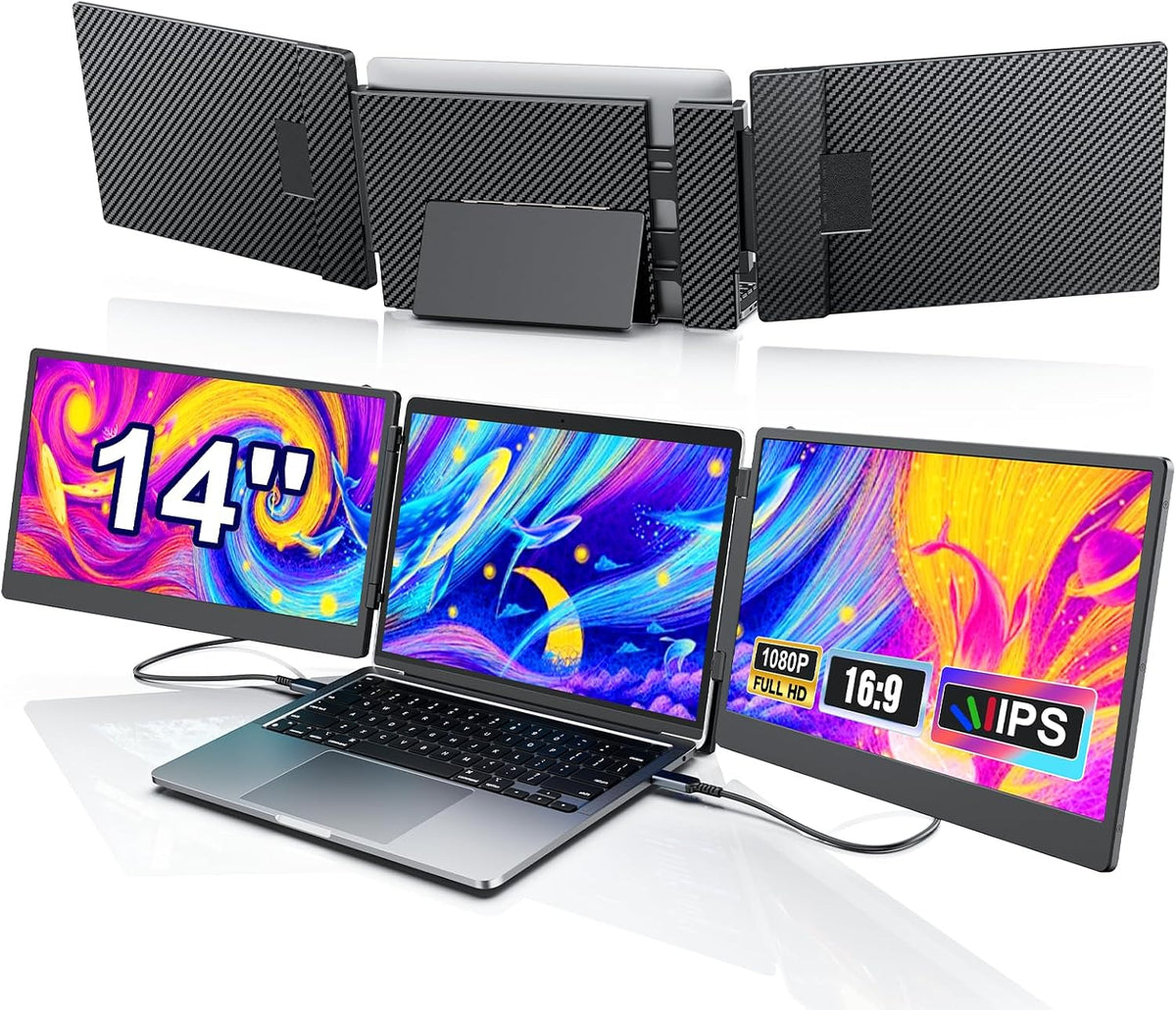 14 Laptop, Schwarz, Zoll Bildschirm Erweiterung, 1080P FHD Portable Monitor