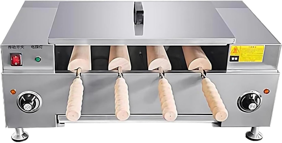 Kaminofen, 3000 W, Edelstahl, Schwarz, Elektrische Eiswaffel-ofenmaschine, Gewerblicher Mit 4 Walzen, 3000-w- Für Leckere Brot- Und Kuchensnacks