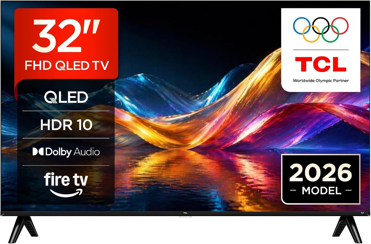 TCL Fernseher, 32 Zoll, Schwarz, Smart TV, 32V5D QLED, Full HD HDR Smart TV, Fire TV, Direct LED