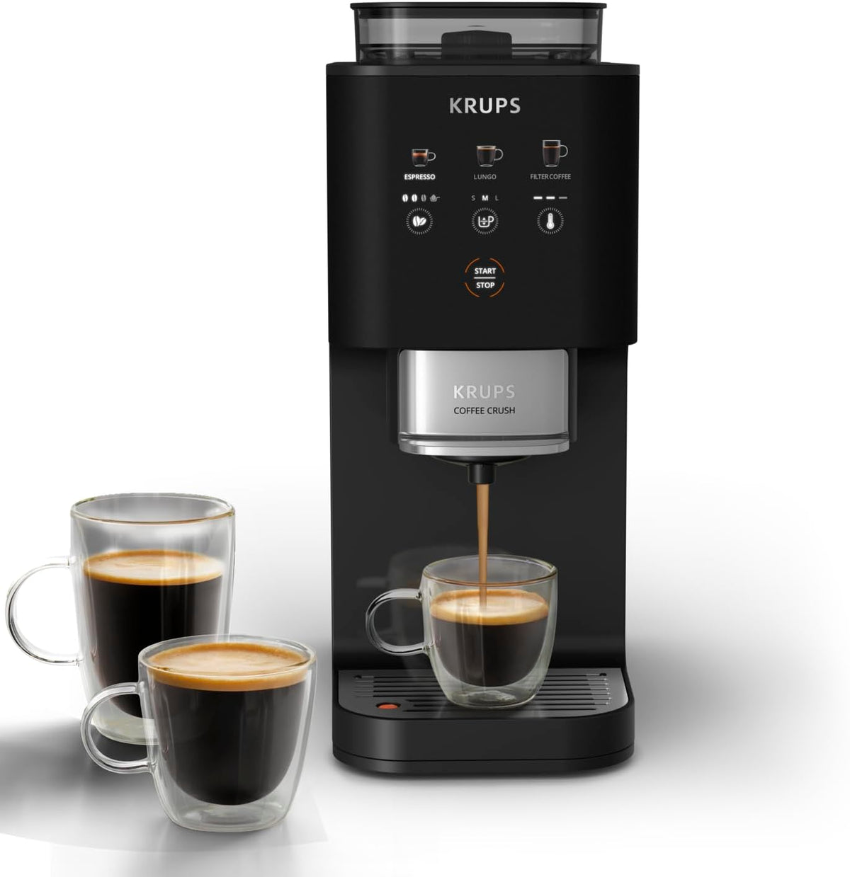 KRUPS Kaffeevollautomat, 15 cm, Schwarz, Coffee Crush Extra, nur breit
