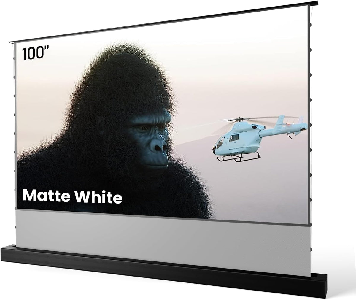 AWOL Projektionsleinwand, 100 Zoll, 254 cm, Schwarz, VISION motorisierter, aufsteigender Projektor-Leinwand für Langen