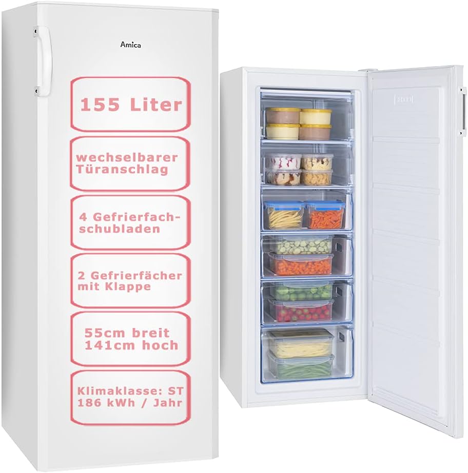 Amica Gefrierschrank, 155 Liter, Weiß, Tiefkühltruhe