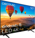 Cecotec Fernseher, Schwarz, Smart TV, TV LED 50' Smart TV A1 Series ALU10050S. 4K UHD, Android 11, Rahmenloses Design