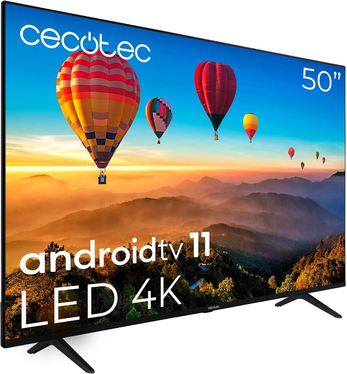 Cecotec Fernseher, Schwarz, Smart TV, TV LED 50' Smart TV A1 Series ALU10050S. 4K UHD, Android 11, Rahmenloses Design