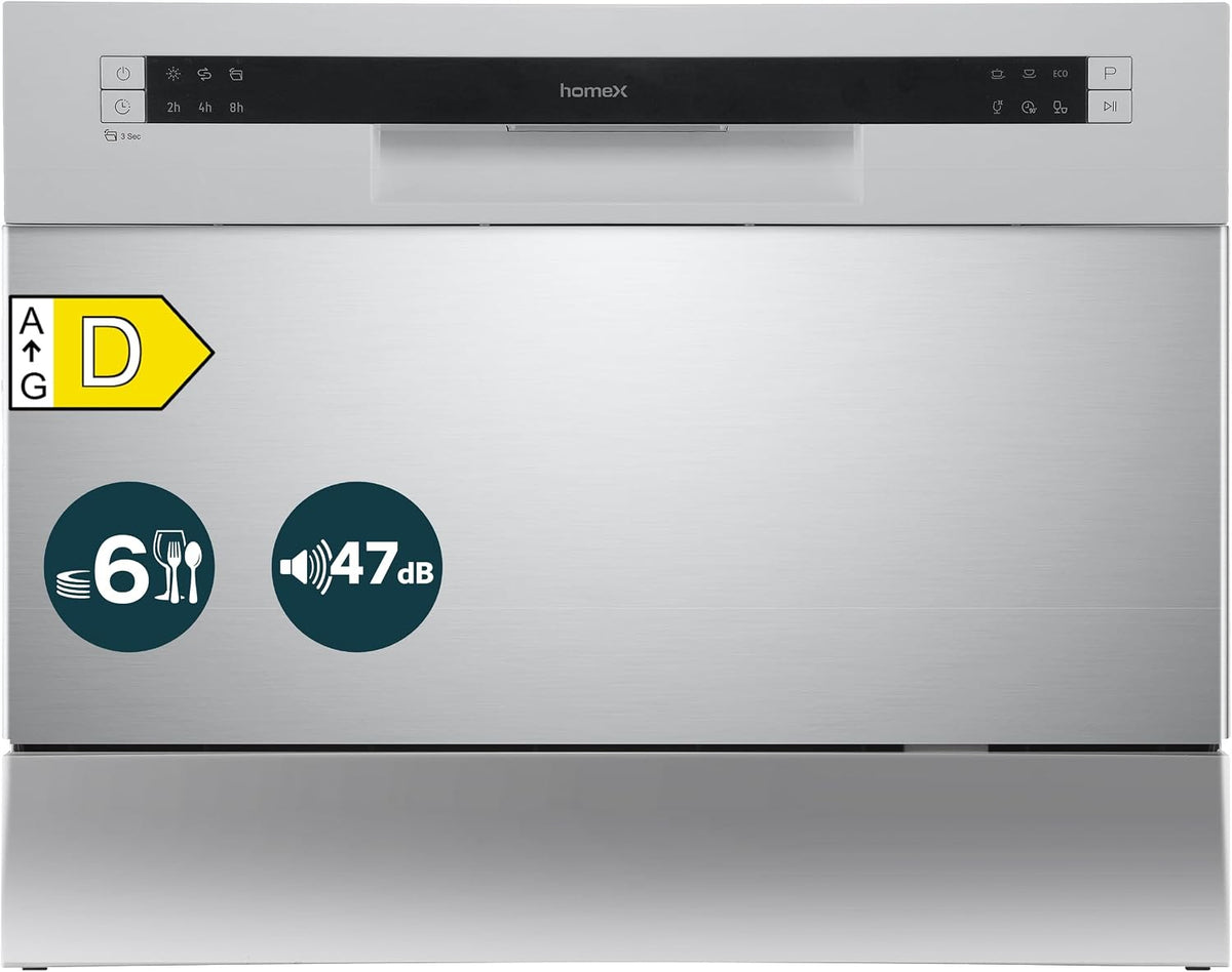 Tischgeschirrspüler, Weiß, homeX GST6AD-S Mini Geschirrspüler für 6 Maßgedecke