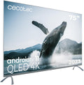 Cecotec Fernseher, Schwarz, Smart TV, QLED- 75' Smart TV V3+ Serie VQU30075+S, 4K UHD, Android TV 11, Rahmenlos