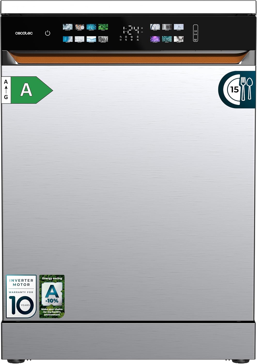 Cecotec Geschirrspüler, 60 Cm, Silber, Bolero Aguazero 6900 Edelstahl. Spülmaschine, 15 Maßgedecke, 8 Programme