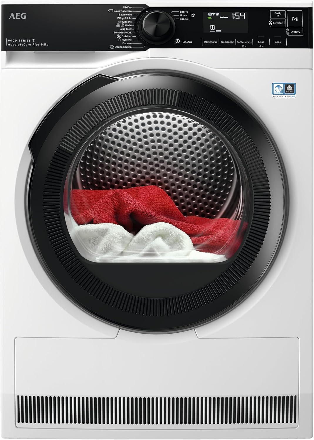 AEG Wärmepumpentrockner, 8 kg, Schwarz, WiFi, Serie 9000 AbsoluteCarePlus Daunentrocknung, Punktgenaue Trockenergebnisse mit 3D-Scan
