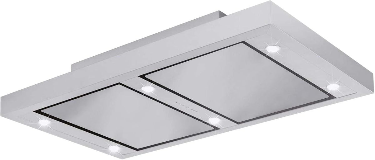 SILVERLINE Dunstabzugshaube, 120 cm, Schwarz/Silber, ALD 124.1 E Altena Deckenhaube/ /Inselhaube / /C