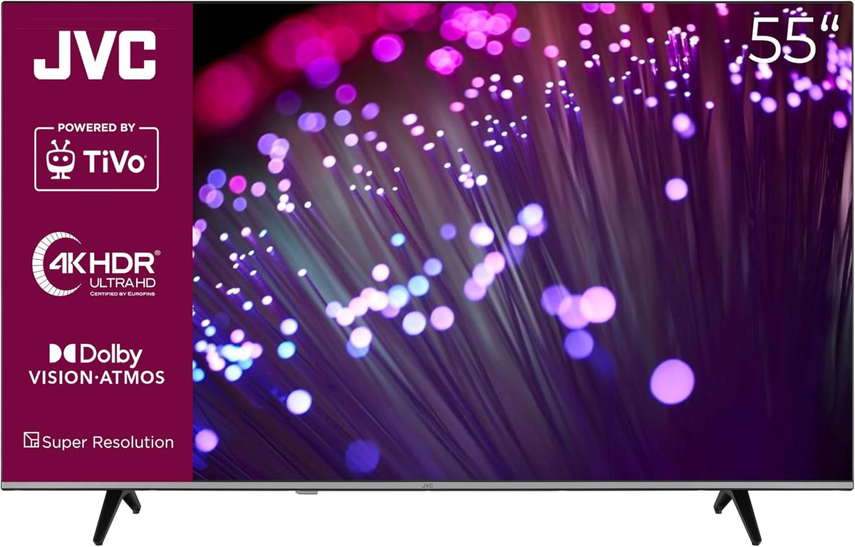 JVC Fernseher, 55 Zoll, Schwarz, Smart TV, LT-55VU7555, Smart TV, Powered by TiVo, 4K UHD, Dolby Vision, Dolby Atmos