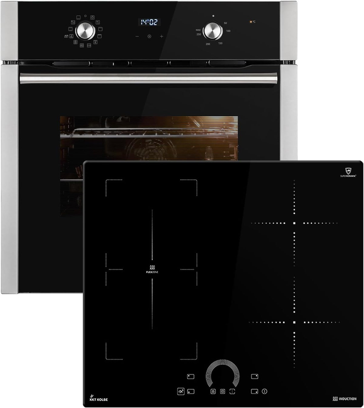 Herdset: Backofen, 60 cm, Schwarz, Einbau BO8810SS + Induktionskochfeld IH85901FZ