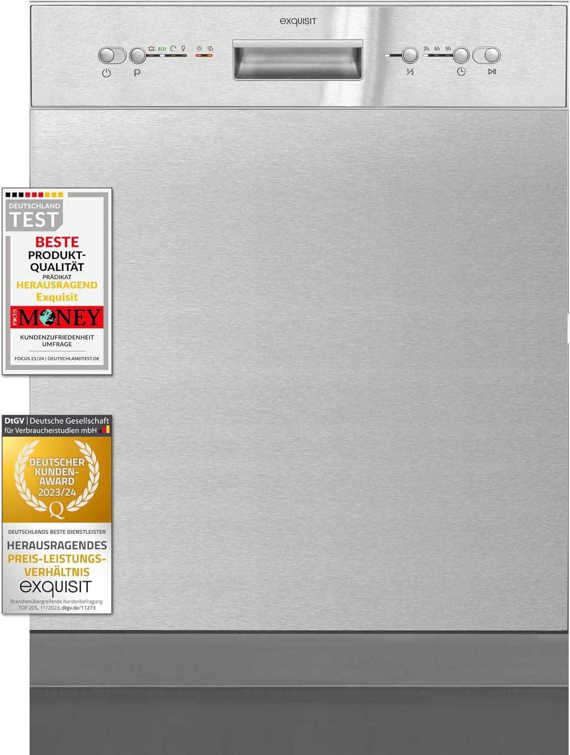 Exquisit Geschirrspüler, 60 cm, Silber, EGSP6112-EF-030E Inox - Spülmaschine