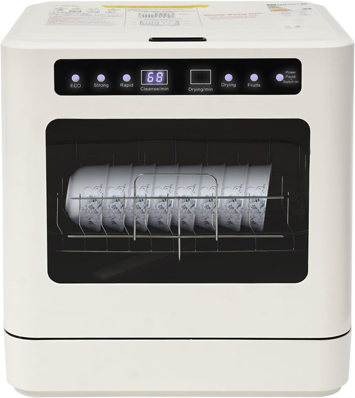Tischgeschirrspüler, 800 W, 52 dB, Weiß, Mini Spülmaschine Für 6-8 Maßgedecke Mit Touch-Bedienung