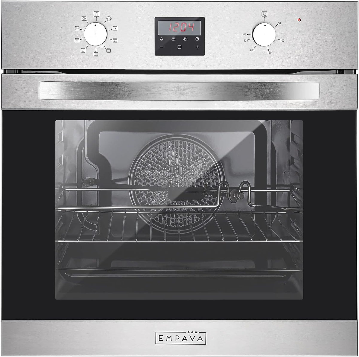 Empava Backofen, 59,5 cm B x 56,8 cm T x 59,5 cm H; Ausschnittabmessungen: 60 cm B x 57,5 cm T x 60 cm H; Innenmaße: 45,7 cm B x 36,7 cm T x 41,1 cm H