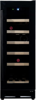 WK Weinkühlschrank, Schwarz, 60A-VG Premium mit er Tür-18 Flaschen Weinklimaanlage, Stahl Glas Holz, Blacks