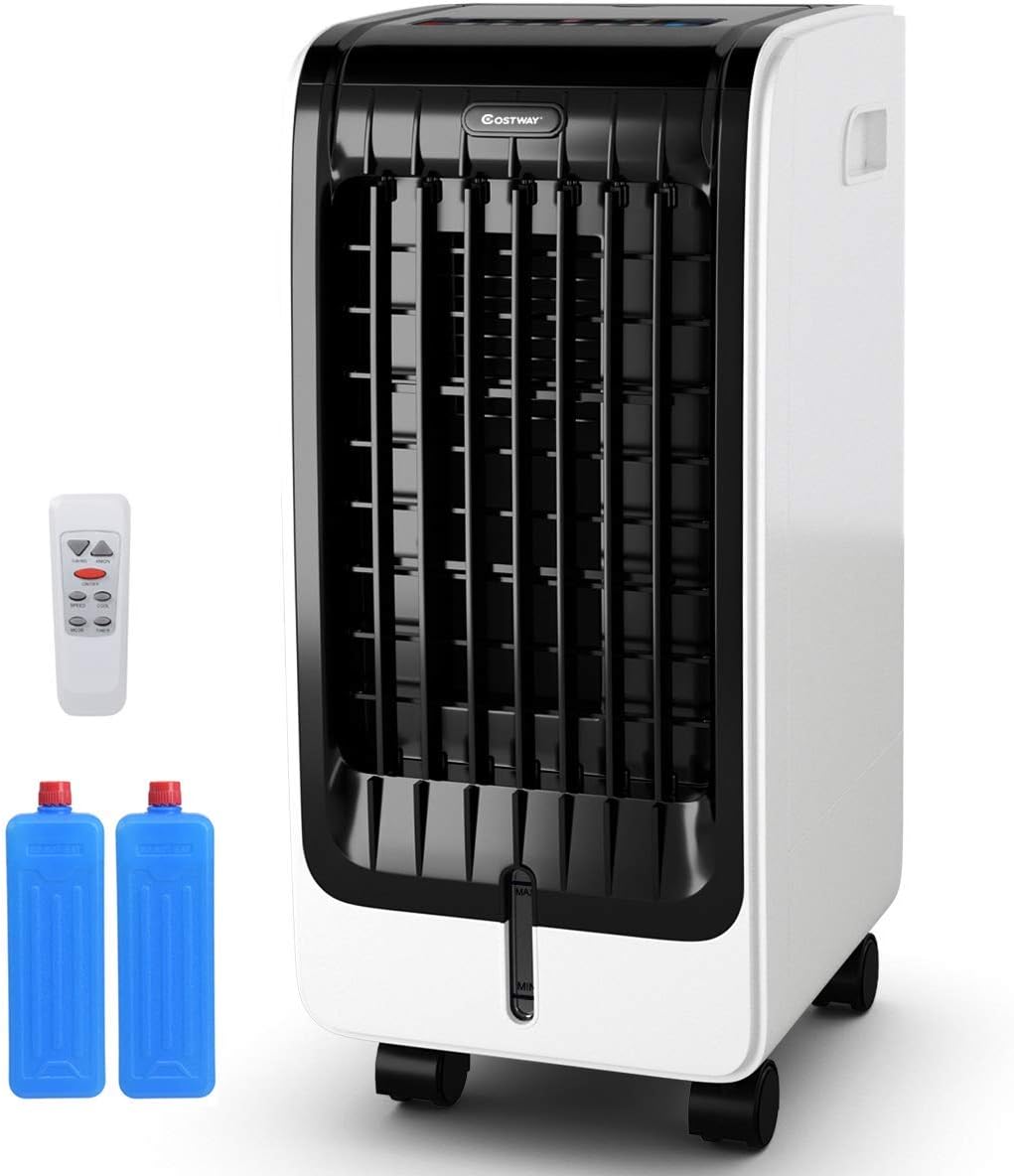 COSTWAY Klimaanlage, 75 W, ABS, Weiß, mobile ohne Abluftschlauch Luftkühler Ventilator