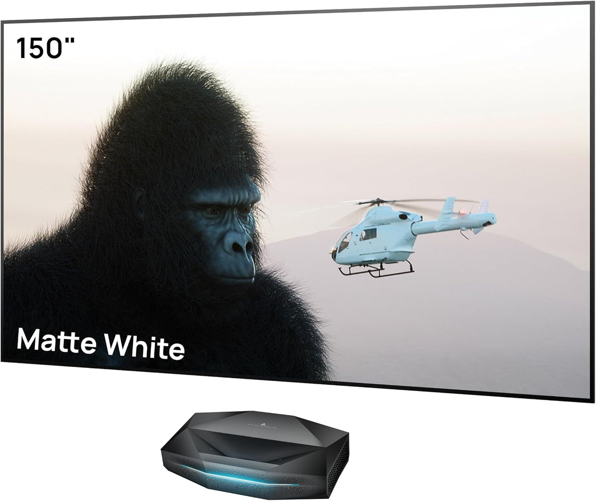 AWOL Beamer, Mehrfarbig, VISION Aetherion Pro + 150' Fester Projektorbildschirm-Set, 4K UHD HDR10+, Dolby Vision und Atmos