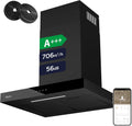 CIARRA Dunstabzugshaube, 60 cm, 706 m, Schwarz/Silber, CBCB6102 A+++ ³/h Wi-Fi App SensorTouch