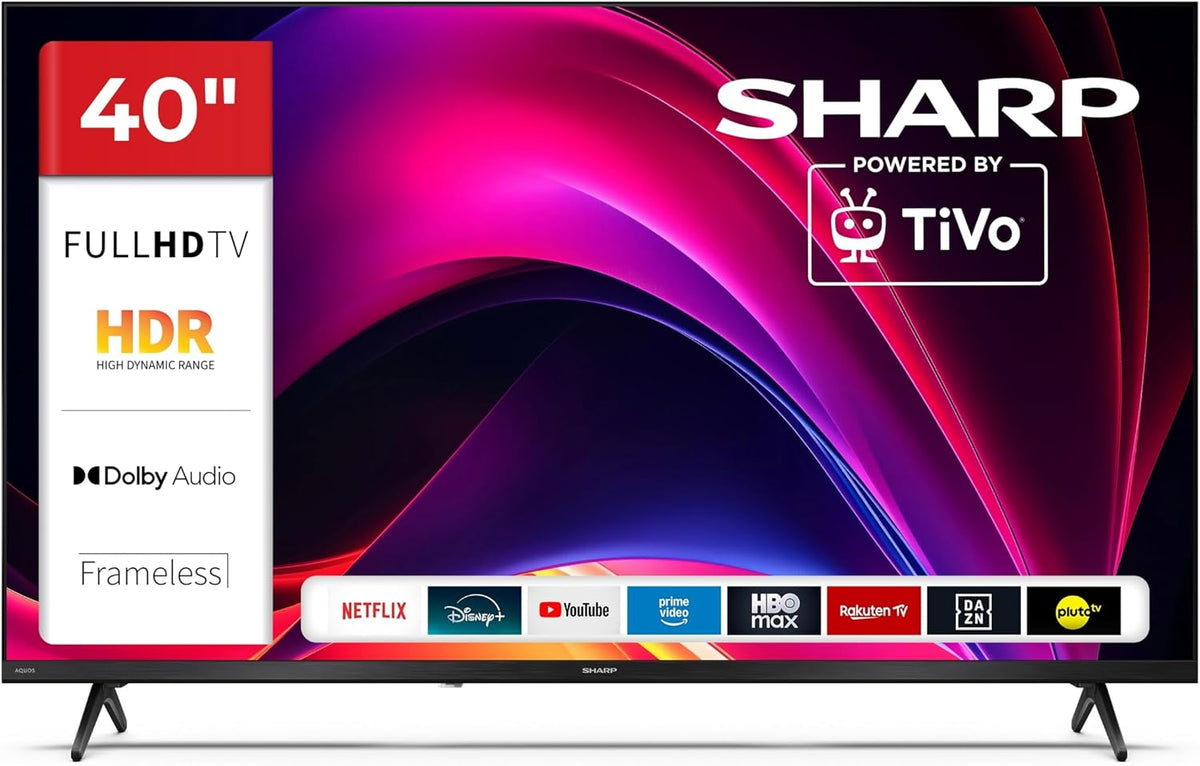 SHARP Fernseher, 40 Zoll, Schwarz, Smart TV, 40HE2745E Smart TV mit Full HD Auflösung und HDR