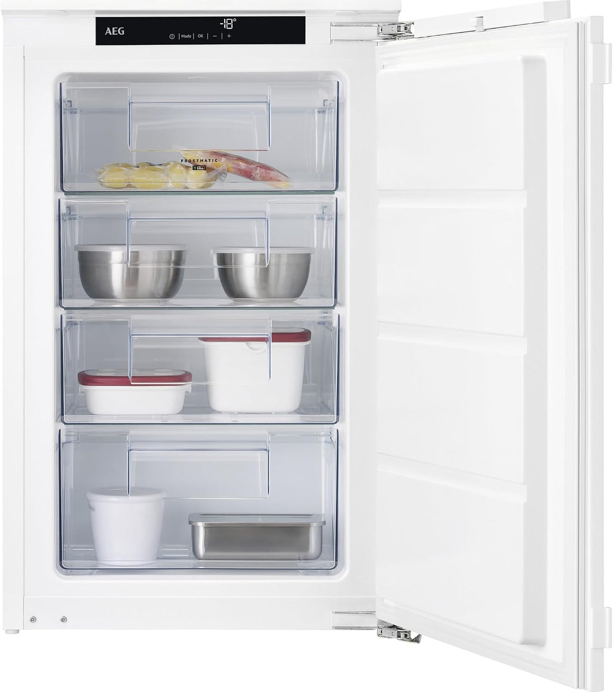 AEG Gefrierschrank, 88 cm, 98 L, Weiß, Einbau-, Serie 6000 LowFrost: weniger Eisbildung für leichteres, 4-Sterne Gefrierraum