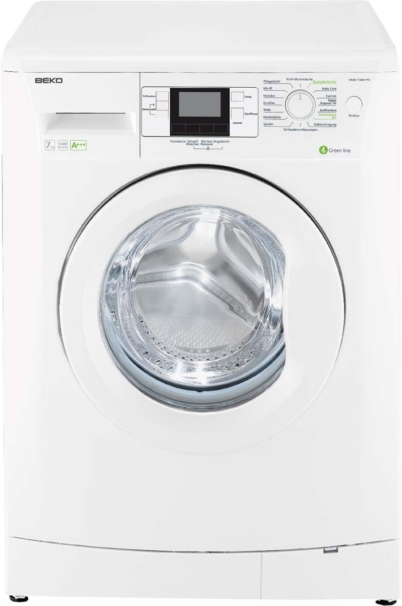 Beko Waschmaschine, 41 Liter, 7 kg, Weiß, WMB 71443 PTE /Frontlader/A+++B / 1400 UpM / / 0.855 kWh /