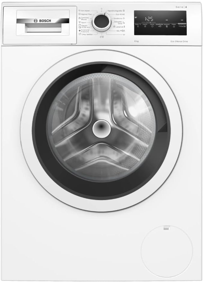 Bosch Waschmaschine, 8 kg, Weiß, Serie 4 Frontlader-, 1200 U/min, IronAssist-Funktion, ActiveWater Plus, EcoSilence-Motor