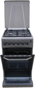 Gasline Elektroherd, 50 cm, Silber, Gas-Elektro Standherd SHGE5060INX Elektrobackofen mit, Grill mit Drehspieß