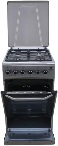 Gasline Elektroherd, 50 cm, Silber, Gas-Elektro Standherd SHGE5060INX Elektrobackofen mit, Grill mit Drehspieß