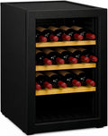 Générique Weinkühlschrank, 72 l, Schwarz, 15 Flaschen, Holzablagen, Temperatur 6 bis 14 °C, Glastür mit Doppelglas