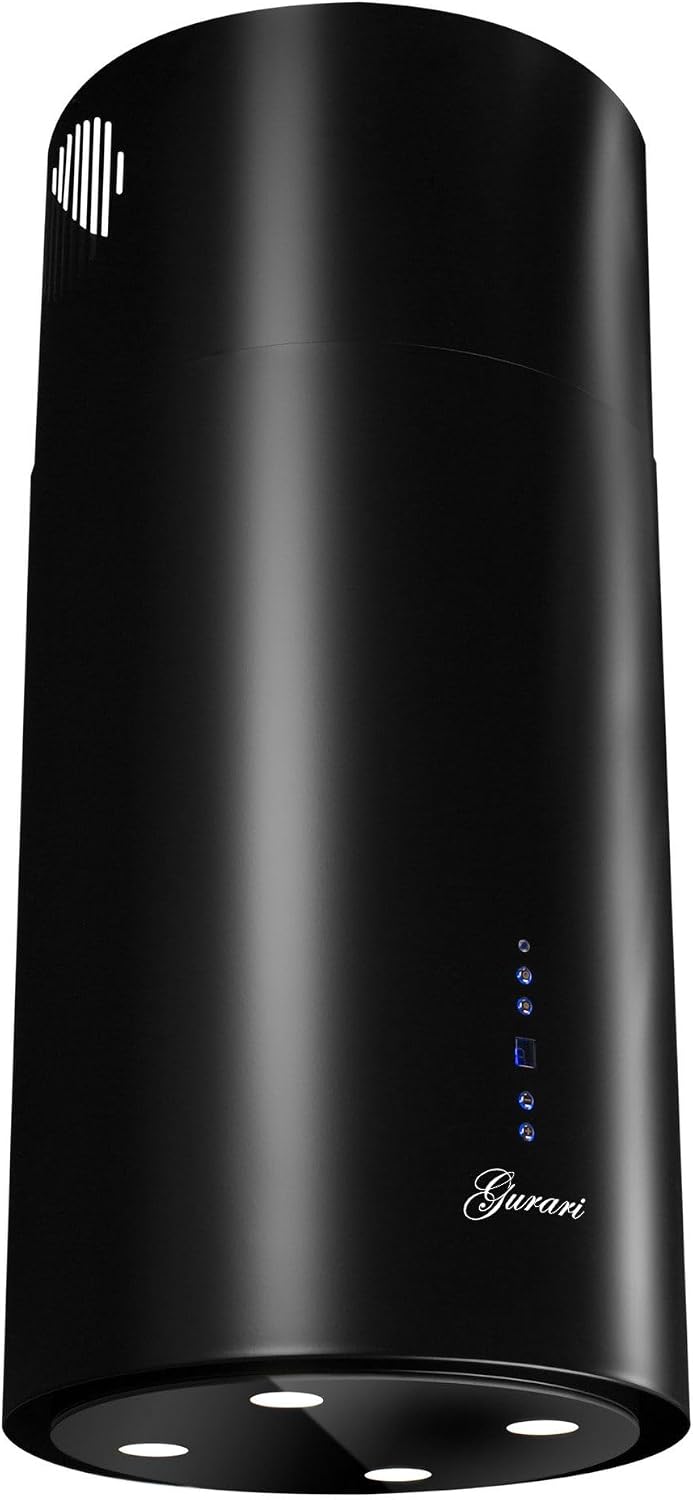 GURARI Dunstabzugshaube, 40 cm, 850 m, 850m, Schwarz, Inselhaube GCH 792 BL Diamond, GlasAbluft, Umluft, Fernbedienung