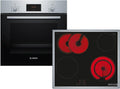 Bosch Backofen, Silber, HBD231CR62 Set HBF133BR0 Edelstahl + Glaskeramikkochfeld