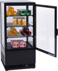 ZORRO Wohnzimmerschrank, 80 Liter, Schwarz, Kühlvitrine Kuchenvitrine Gastro - - R600A - 4-Seitig