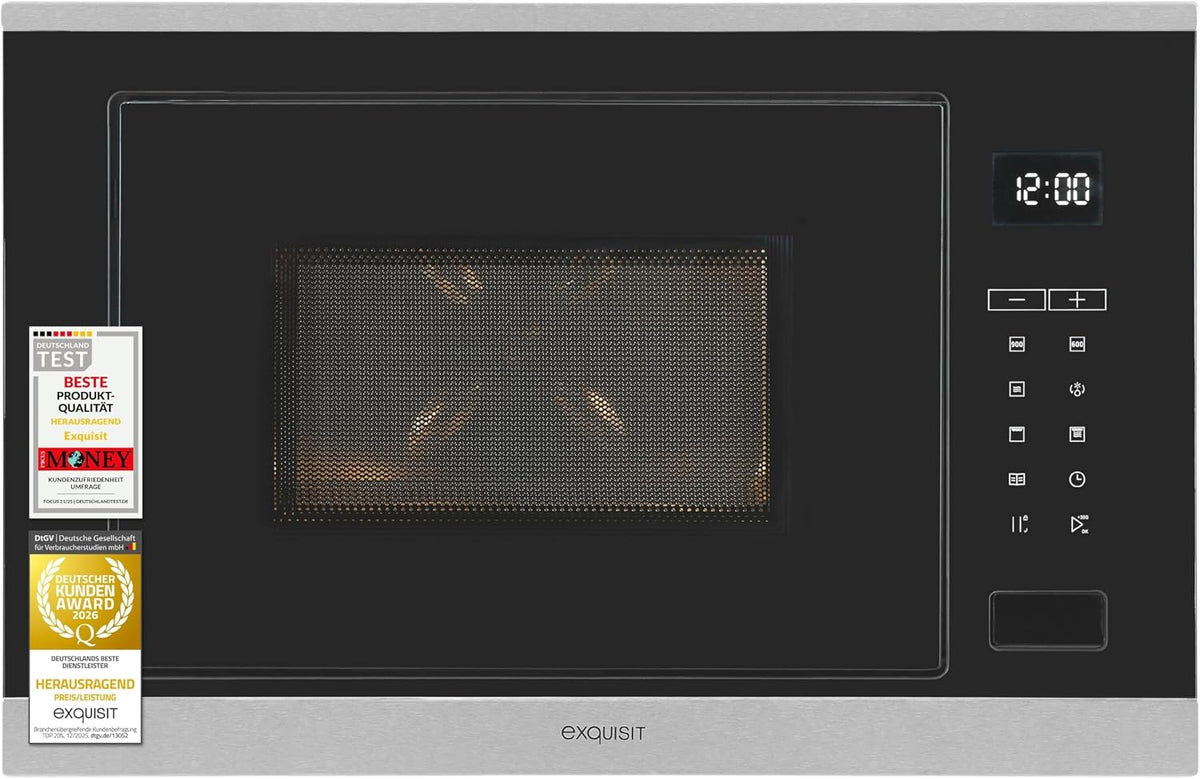 Exquisit Mikrowelle, 25 L, Schwarz/Silber, Einbau- ngerät EMW525-G-020 mit Grill