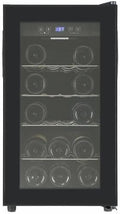 HRV Weinkühlschrank, 52 l, Schwarz, A52DRM18, Energieklasse G, ca. 18 Flaschen (750 ml), LED-Display, Elektronische Steuerung