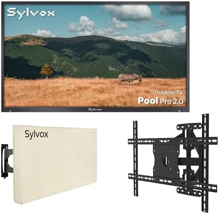 SYLVOX Fernseher, 55 Zoll, Schwarz, Outdoor TV mit Wandhalterung