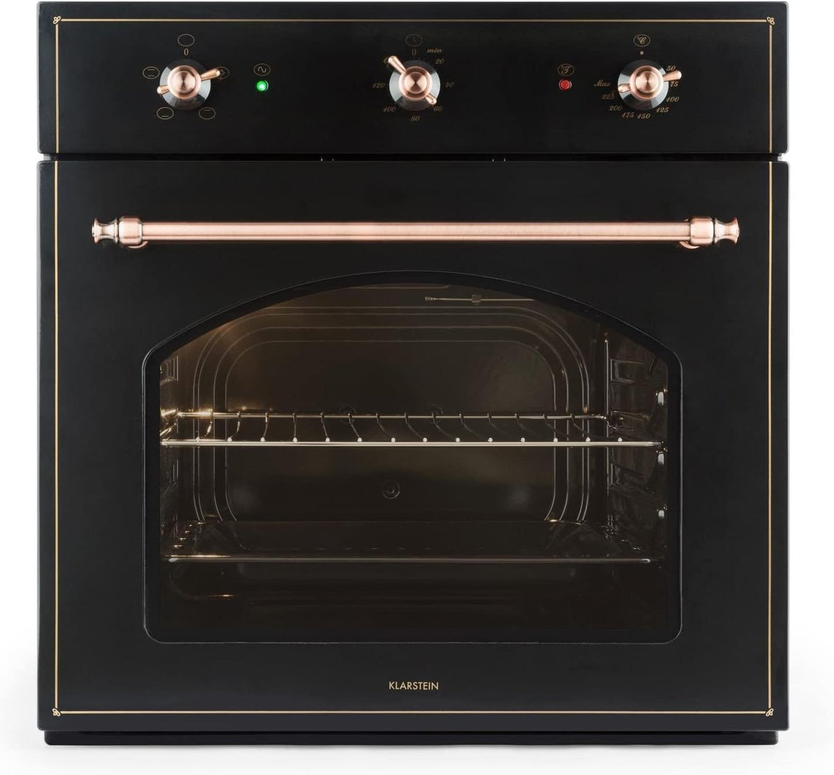 Klarstein Backofen, 55 Liter, Silber/Schwarz, Vilhelmine - Einbau-, Elektro, Volumen, Vintage-Design, 3 Betriebsfunktionen