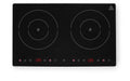 HENDI Kochfeld, 230 mm, 3500 W, 230 V, 61 mm, Silber, Induktionskocher doppelt, Boost-Modus, Touch-Bedienung, 608x370x(H)