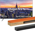 Amazon Fernseher, 55 Zoll, Schwarz, Smart TV, Ember Mini-LED-Serie mit Fire TV, QLED-Smart-TV mit + Fire TV-Soundbar Plus