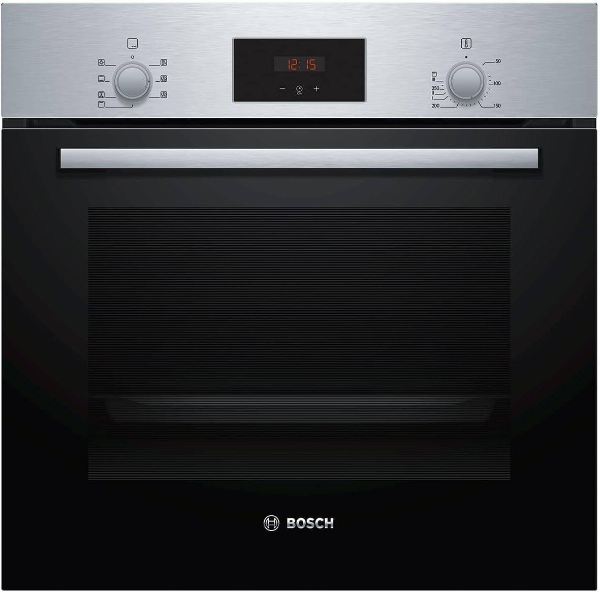 Bosch Backofen, 60 x 60 cm, Schwarz, HBF133BR0 Serie 2 Einbau-, EcoClean Direct Reinigungshilfe, 3D Heißluft Backen auf 3 Ebenen