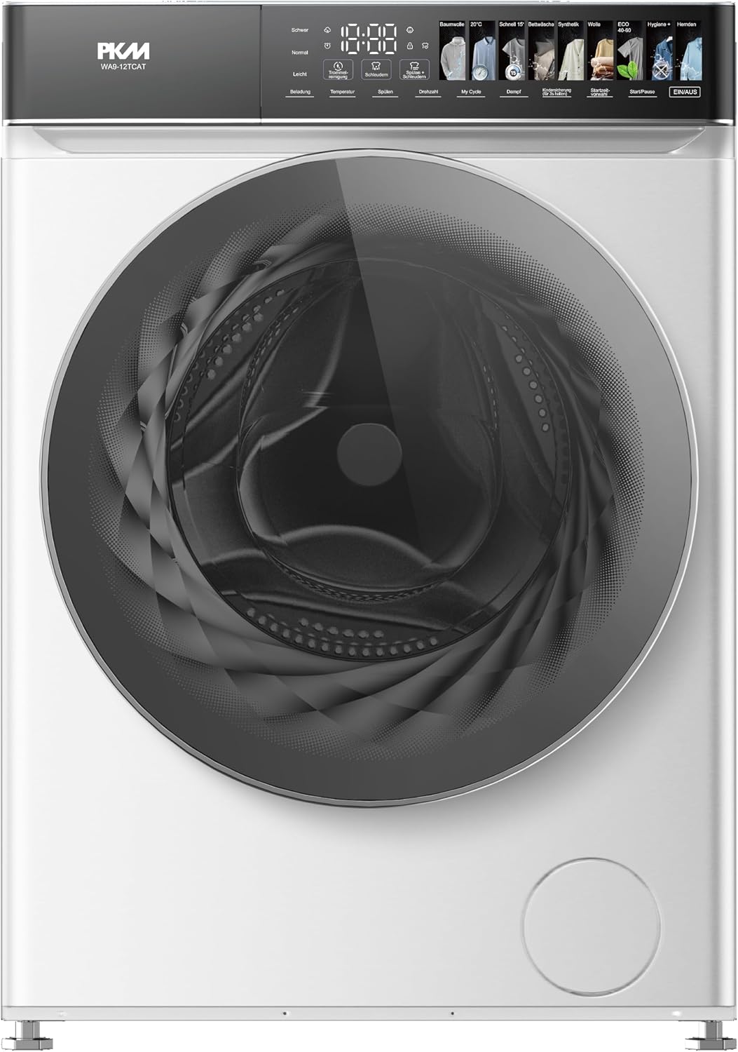 PKM Waschmaschine, Weiß, WA9-12TCAT - Energieeffizienzklasse A, Großes Touch-Display, Steam Funktion, AquaStop