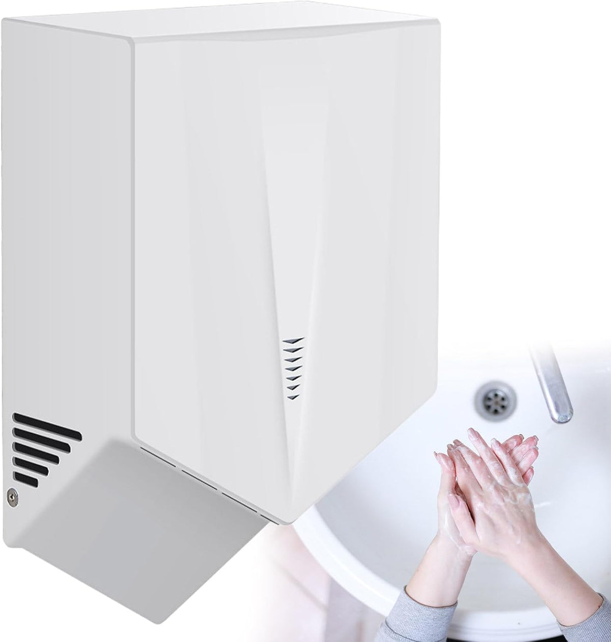 Automatischer Händetrockner für Gewerbliche Badezimmer, 390 x 235 x 144 mm, 1500 W, ABS, Weiß