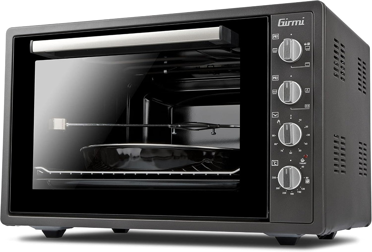 Girmi Backofen, 58 Liter, 1800 W, Schwarz/Silber, FE58 Umluft- mit Drehspieß, 300°C, Innenbeleuchtung, Timer, Basis
