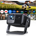 Beamer, Schwarz, 4K mit Google TV, Autofokus, 360° Drehständer für Heimkino & Outdoor