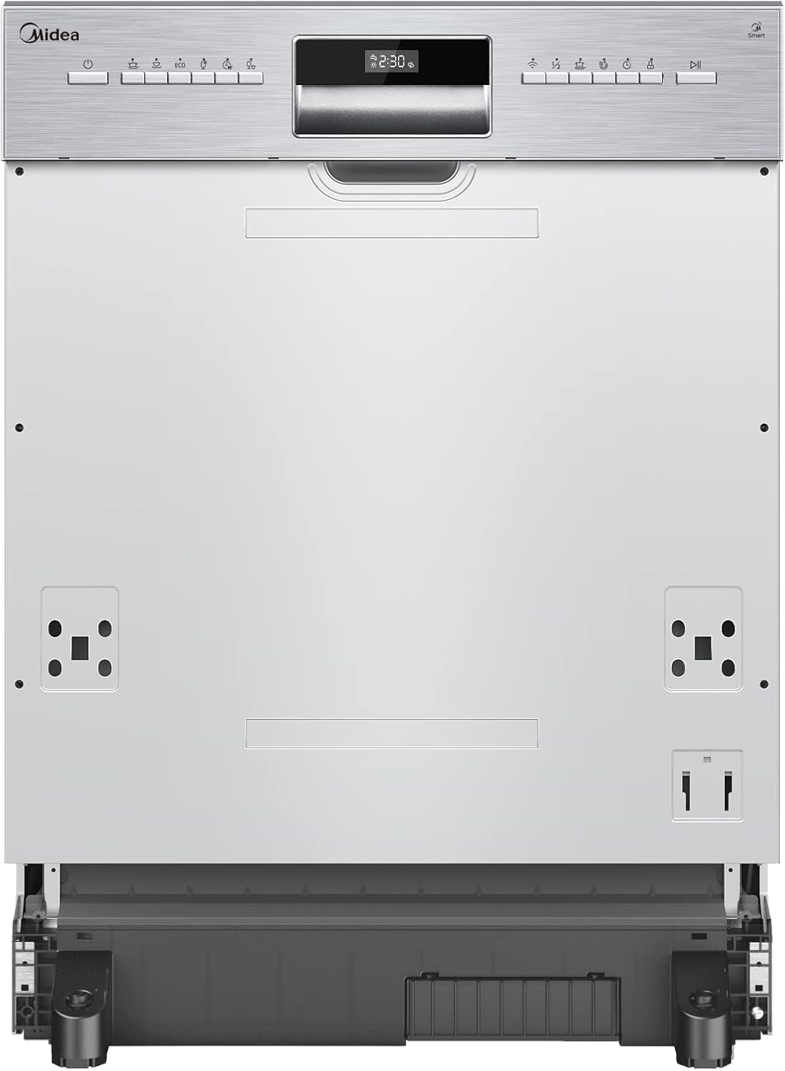 Midea Geschirrspüler, 60 cm, Silber, Teilintegriert Einbau Spülmaschine 13 Gedecke